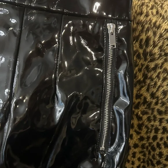 Vixen by Micheline Pitt Black Vinyl Miss Kitty Cigarette pants size L - Picture 2 of 4